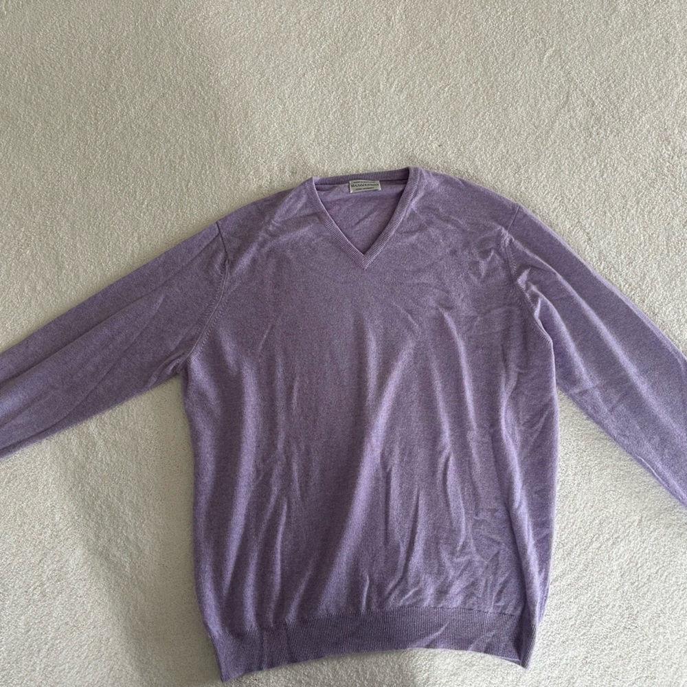 Men's Purple V-Neck Sweater Scottish cashmere